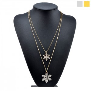 Кулон с двойной цепочкой Снежинки Кулон с двойной цепочкой Снежинки