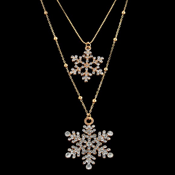 Кулон с двойной цепочкой Снежинки
