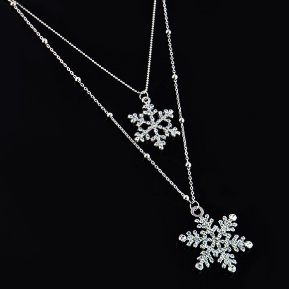 Кулон с двойной цепочкой Снежинки