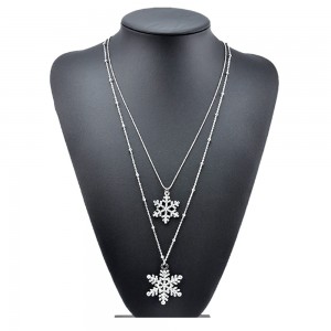 Кулон с двойной цепочкой Снежинки