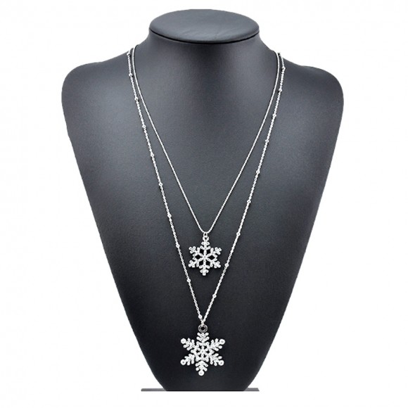 Кулон с двойной цепочкой Снежинки