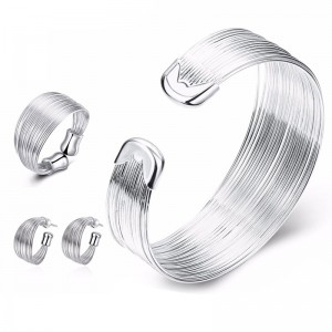 Набор украшений Струнка посеребренный: браслет, серьги, кольцо Набор украшений Струнка посеребренный: браслет, серьги, кольцо