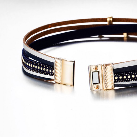 Шкіряний браслет Trendy синього кольору