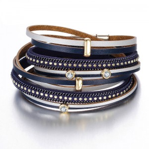 Кожаный браслет Trendy синего цвета Кожаный браслет Trendy синего цвета