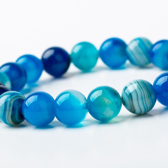 Браслет из натурального камня полосатый Агат синий