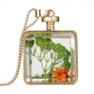 Кулон с цепочкой прозрачная Бутылочка с цветами Ноготок