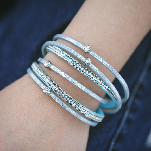 Кожаный браслет Trendy голубого цвета Кожаный браслет Trendy голубого цвета