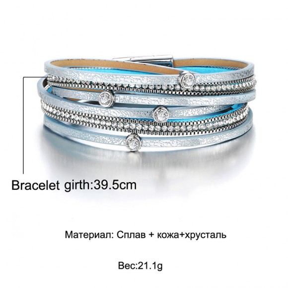 Кожаный браслет Trendy голубого цвета Кожаный браслет Trendy голубого цвета