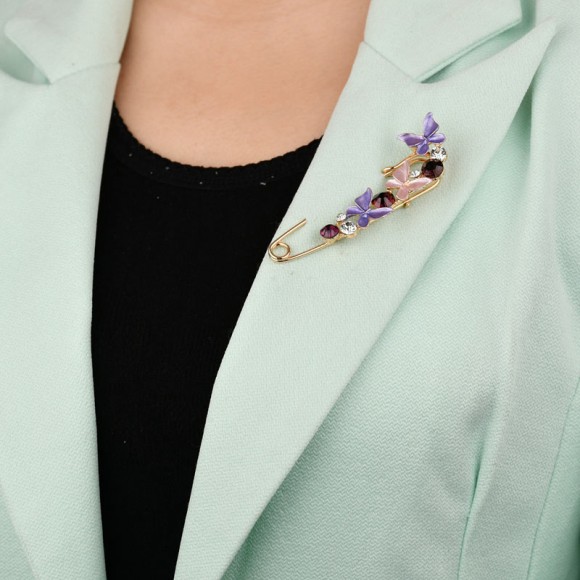 Брошь Булавка с бабочками