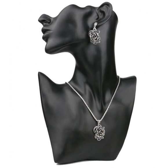 Набор украшений Роза цветок: серьги, браслет, кулон, кольцо