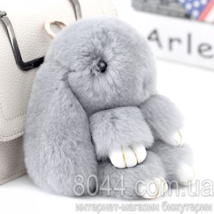 Брелок кролик із натурального хутра світло-сірого кольору 20 см Брелок кролик із натурального хутра світло-сірого кольору 20 см