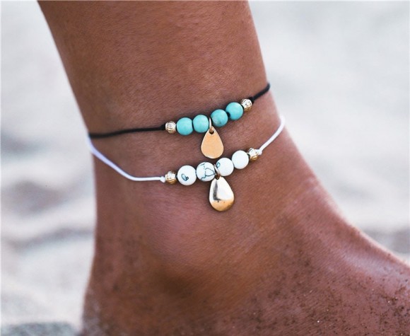 Браслет на ногу Бірюза та Мармур