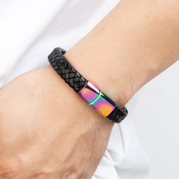 Мужской кожаный браслет плетение Дилан