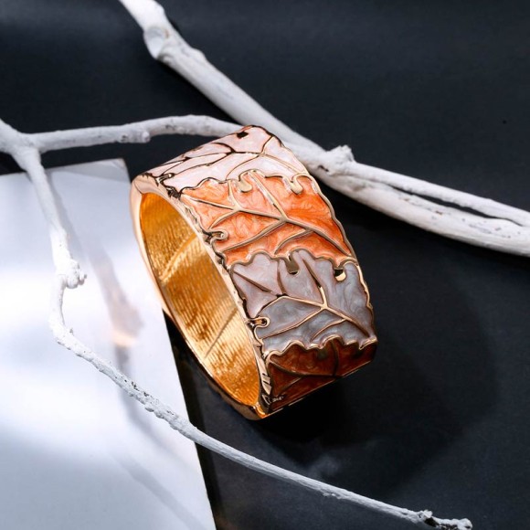 Металлический женский браслет Осенний лист 4566