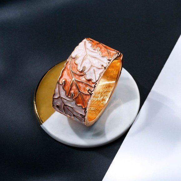 Металлический женский браслет Осенний лист 4566