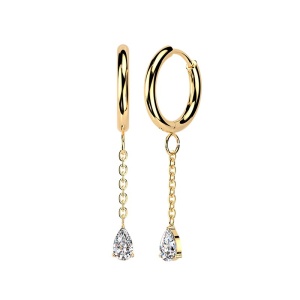 Серьги подвески из стали с кристаллом на цепочке Spikes SE5118 Серьги подвески из стали с кристаллом на цепочке Spikes SE5118