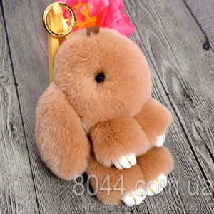 Брелок кролик із натурального хутра бежевого кольору 20 см Брелок кролик із натурального хутра бежевого кольору 20 см