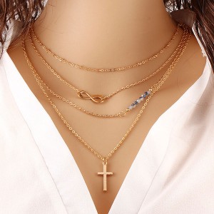 Цепочки с кулонами Cross (крестик, бесконечность) золотистого цвета Цепочки с кулонами Cross (крестик, бесконечность) золотистого цвета