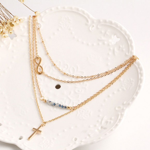 Ланцюжки з кулонами Cross (хрестик, нескінченність) золотистого кольору Ланцюжки з кулонами Cross (хрестик, нескінченність) золотистого кольору