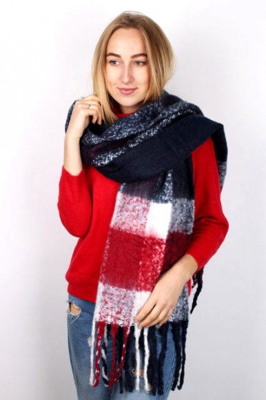 Теплый шарф с бахромой Aria Red