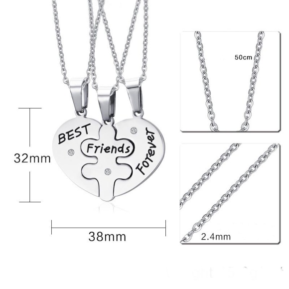 Кулон парний Best Friend Forever Пазл кулон для друзів потрійний Кулон парний Best Friend Forever Пазл кулон для друзів потрійний
