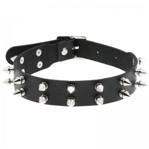 Кожаный чокер с двома рядами шипов Кожаный чокер с двома рядами шипов