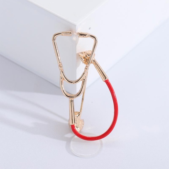 Брошка стетоскоп Dr червоний Брошка стетоскоп Dr червоний