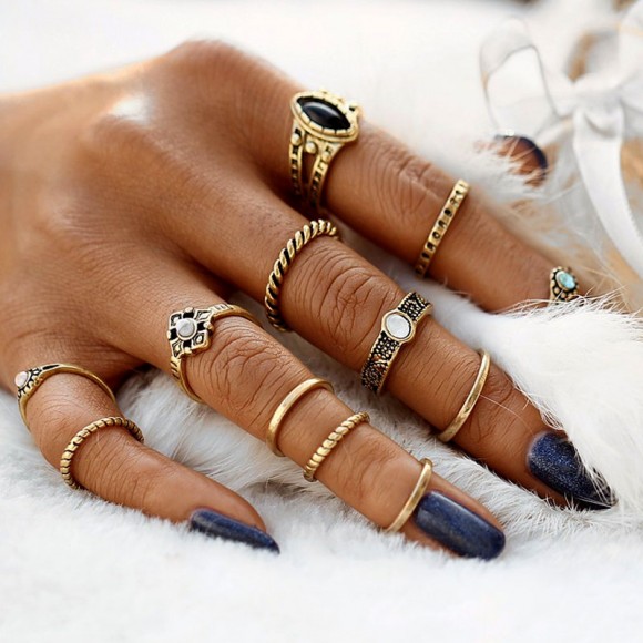 Кольца на фаланги пальцев - набор Midi Rings Sets (12 штук) Кольца на фаланги пальцев - набор Midi Rings Sets (12 штук)