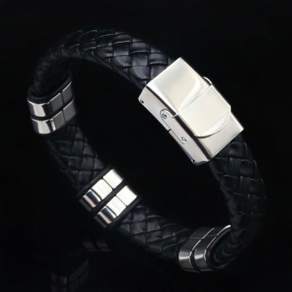 Мужской кожаный браслет Titanium steel Мужской кожаный браслет Titanium steel
