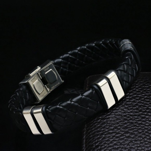 Мужской кожаный браслет Titanium steel Мужской кожаный браслет Titanium steel