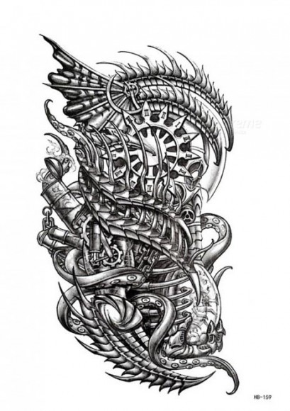 Тимчасове татуювання - Механічний дракон HB - 159
