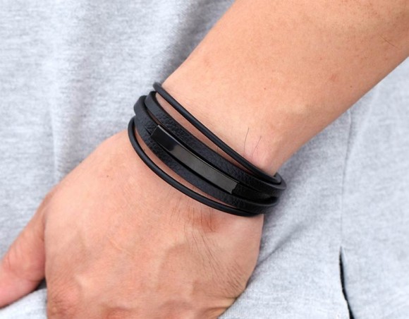 Чоловічий шкіряний браслет Фін