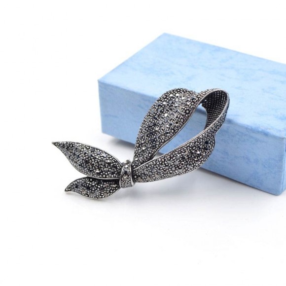 Брошь Лента с марказитами