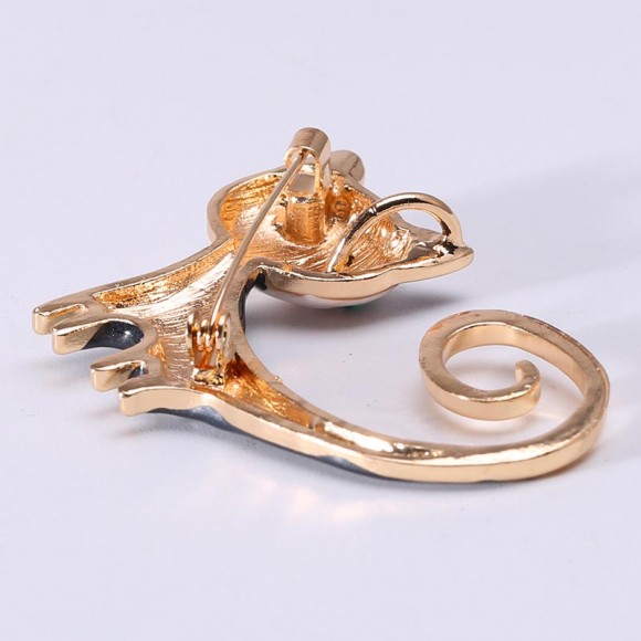 Брошь кошка с длинным хвостом