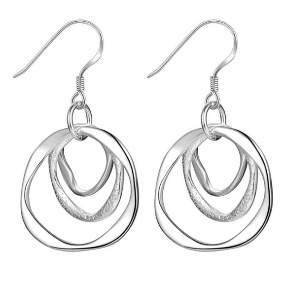 Набор украшений фактурные кольца посеребренные: кулон и серьги Набор украшений фактурные кольца посеребренные: кулон и серьги