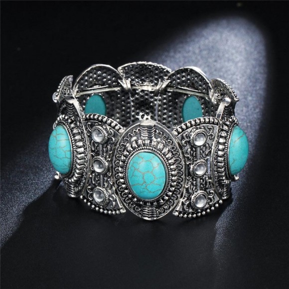 Браслет на гумці Бохо з бірюзою Браслет на гумці Бохо з бірюзою