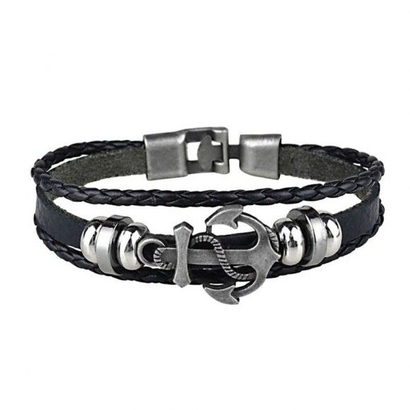 Кожаный браслет с Якорем Кожаный браслет с Якорем