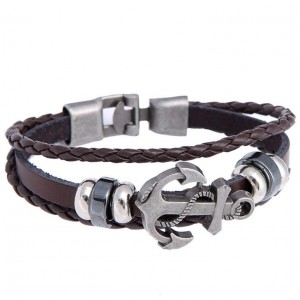 Кожаный браслет с Якорем Кожаный браслет с Якорем