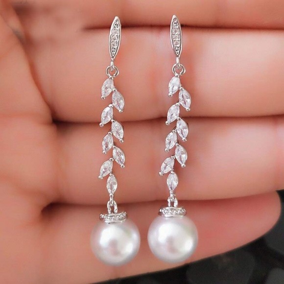 Сережки підвіски перлинна намистина Гілочка