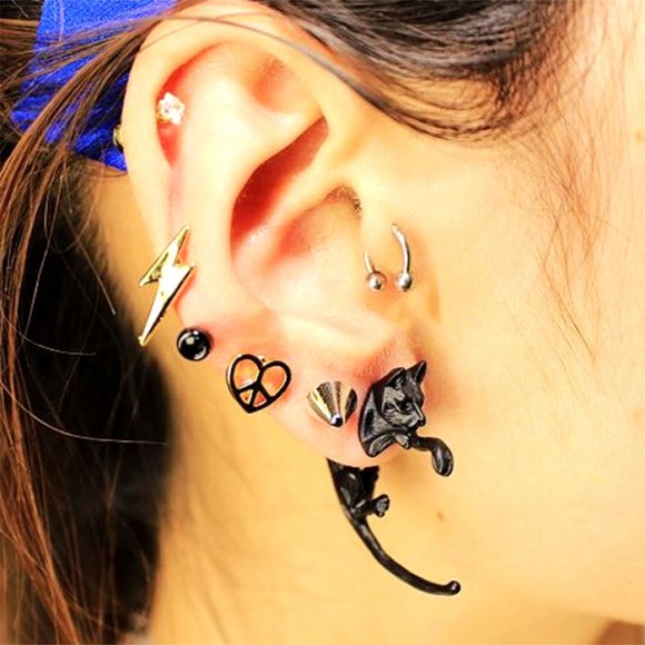 Серьги гвоздики (каффы) Котики