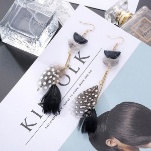 Сережки підвіски з пір'ям