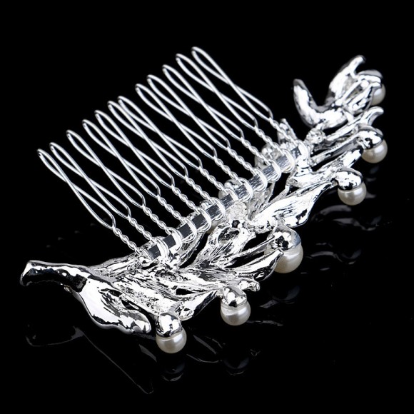 Гребень для волос Веточка с кристаллами и жемчужинами Гребень для волос Веточка с кристаллами и жемчужинами