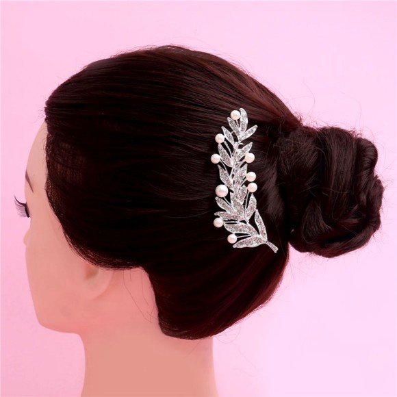 Гребень для волос Веточка с кристаллами и жемчужинами Гребень для волос Веточка с кристаллами и жемчужинами