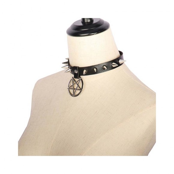 Кожаный чокер с пентаграммой Кожаный чокер с пентаграммой