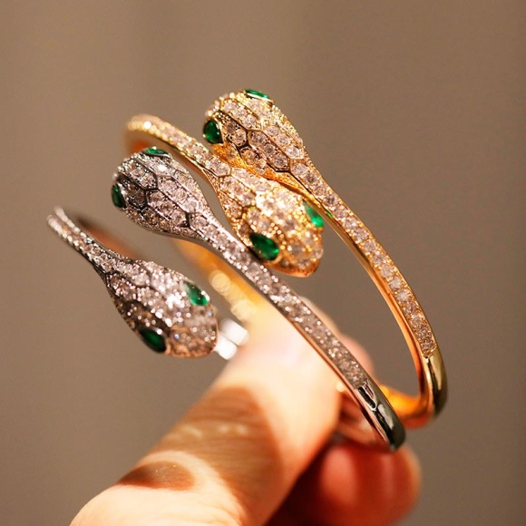 Браслет металевий Змія з кристалами