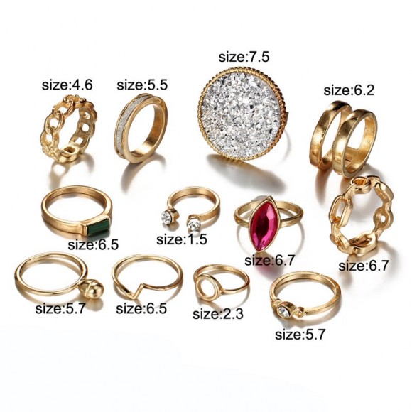 Кільця на фаланги пальців Multicolour (набір 12 штук)