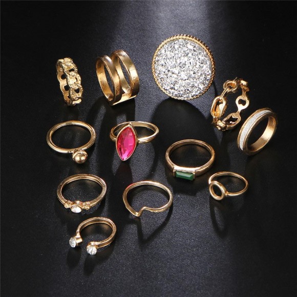 Кільця на фаланги пальців Multicolour (набір 12 штук)