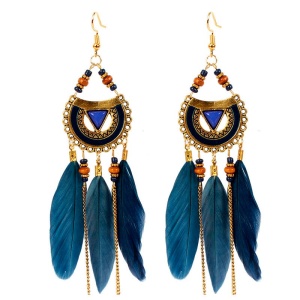 Серьги подвески бохо стиль с перьями Серьги подвески бохо стиль с перьями