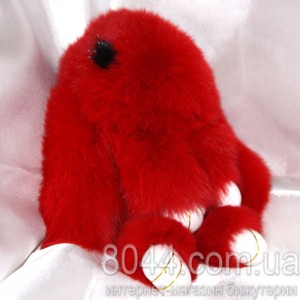 Брелок кролик з віями з хутра шиншили червоного кольору 20 см Брелок кролик з віями з хутра шиншили червоного кольору 20 см