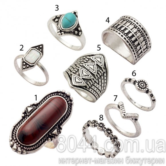 Кольца на фаланги пальцев Fashion Set (8 шт)